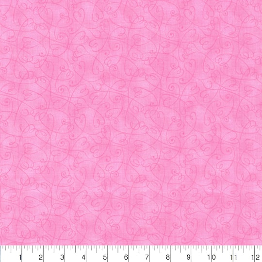 Fabric Traditions Pink Tonal Swirl Hearts Cotton Fabric